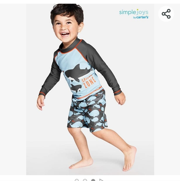 Simple Joys by Carter's Toddlers and Baby Boys' Swimsuit Trunk and Rashguard - Picture 3 of 4